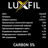 Тонировочная пленка CBS-ST-BK 0530 LUXFIL CARBON 5% (1,52*30м.) Тонировочная пленка CBS-ST-BK 0530 LUXFIL CARBON 5% (1,52*30м.)