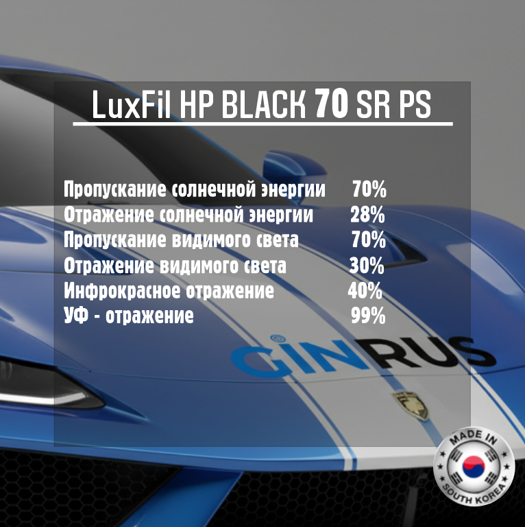Тонировочная пленка 60 HP BLACK 70 SR PS LUXFIL (1,52*30м.) светопропускание 59%