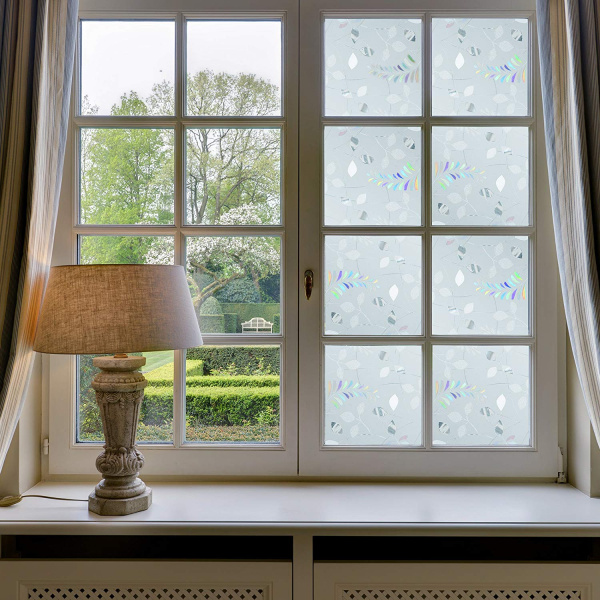 Пленка витражная статическая МН26 90см. х 50м. прозрач листья