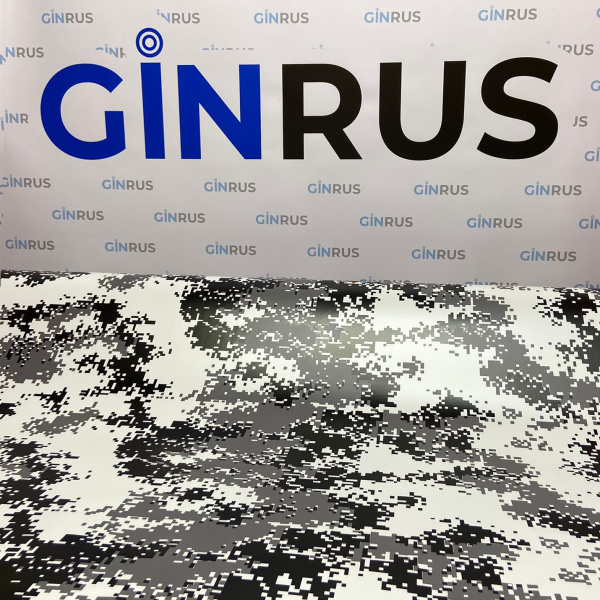 Пленка камуфляж  Черно-белый, пиксельный 110mkm (1,52*30м.)