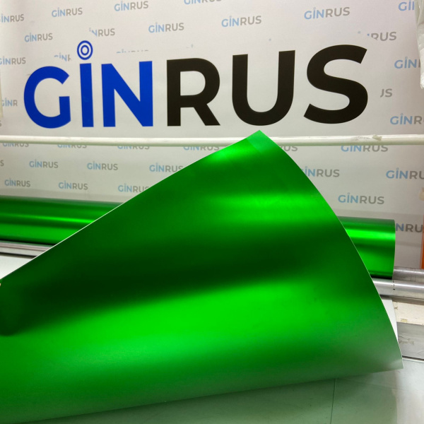 Пленка ПВХ САТИНОВЫЙ МАТОВЫЙ ХРОМ (светло-зеленый, изумрудный) ROMANI Satin Matte LIGHT GREEN 1,52*18м.