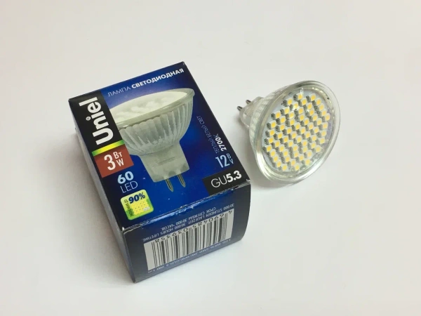 Светодиодная лампа MR16 GU5.3 3W, 12 v, дневного свечения