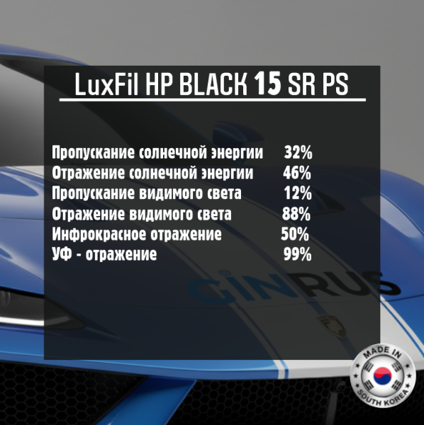 Тонировочная пленка HP BLACK 15 SR PS LUXFIL/LUXTON (1,52*30м.)