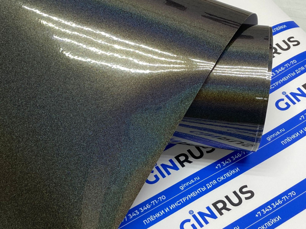 Пленка ЛАЗЕРНЫЙ хром СЕРЫЙ радужный IRIDESCENT LASER ПВХ 1,52*18м