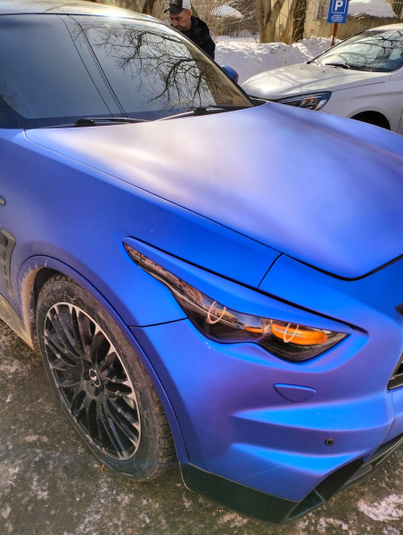 Пленка ПВХ матовая, Синий хром сатин Matte King Blue 5 star (1,52*17м.)