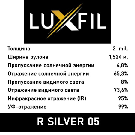 Солнцезащитная пленка R SILVER 05 LUXFIL (1,52*30м)