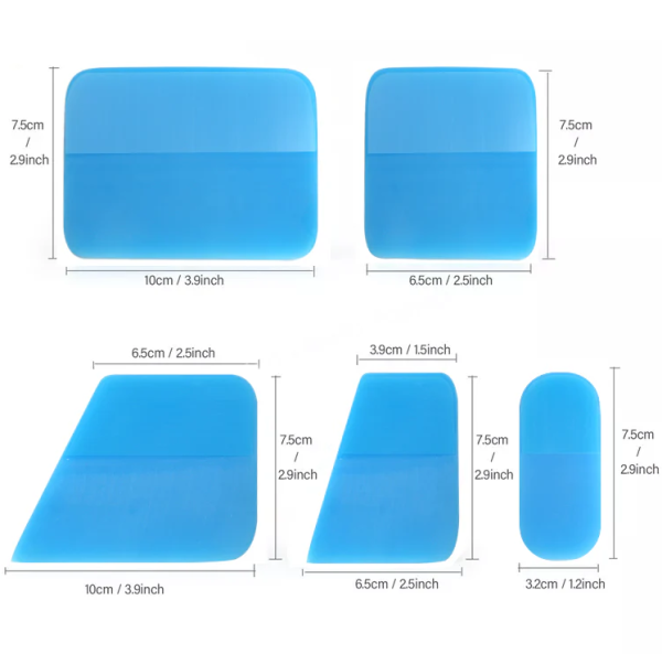 Набор выгонок для работы с PPF пленкой 5 шт круглый край Blue PPF Squeegees